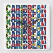 Karibische Flaggen Quadratische Wanduhr (Vorderseite)