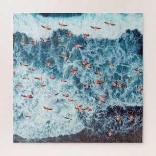 Karibische Flamingos: Naturs Flugszene Puzzle