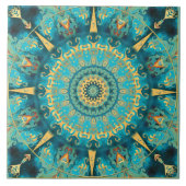 Karibische Goldmandala-Keramik-Fliese Fliese (Vorderseite)
