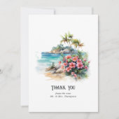 Karibische Hochzeit in Urlaubsort Dankeskarte (Vorderseite)