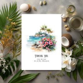 Karibische Hochzeit in Urlaubsort Dankeskarte