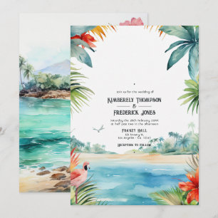 Karibische Hochzeit in Urlaubsort Einladung