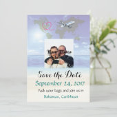Karibische Hochzeit in Urlaubsort Save the Date Ka (Stehend Vorderseite)