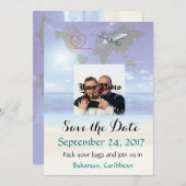 Karibische Hochzeit in Urlaubsort Save the Date Ka (Vorne/Hinten)