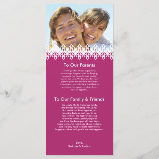 Karibische Inseln Hochzeitsprogramm Foto Keepake Programm (Rückseite)