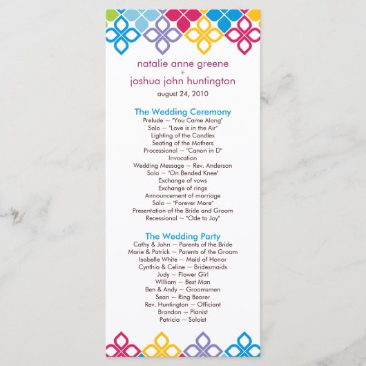 Karibische Inseln Hochzeitsprogramm Foto Keepake Programm (Vorderseite)