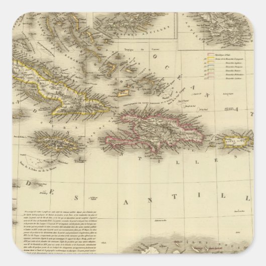 Karibische Inseln und Westindien Quadratischer Aufkleber (Vorderseite)