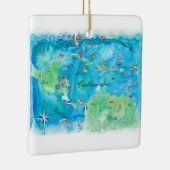 Karibische Kreuzfahrt-Reise-Plakat-Karte Keramikornament (Rechts)