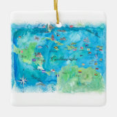 Karibische Kreuzfahrt-Reise-Plakat-Karte Keramikornament (Vorderseite)