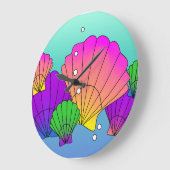 Karibische Muscheln mit Blasen Große Wanduhr (Winkel)