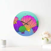 Karibische Muscheln mit Blasen Große Wanduhr (Zuhause)