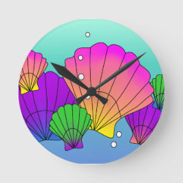 Karibische Muscheln mit Blasen Große Wanduhr