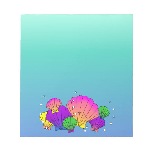 Karibische Muscheln mit Blasen Notizblock (Vorderseite)