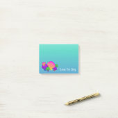 Karibische Muscheln mit Blasen Post-it Klebezettel (Auf Schreibtisch)