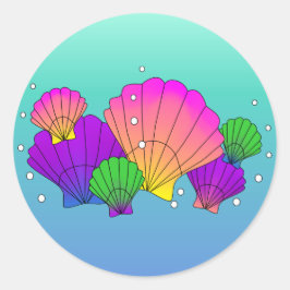 Karibische Muscheln und Blasen Runder Aufkleber