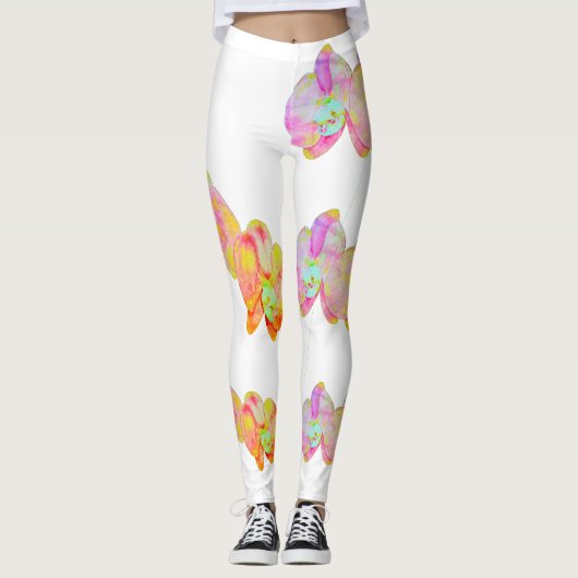 Karibische Orchideen, tropische Blume Leggings (Vorderseite)