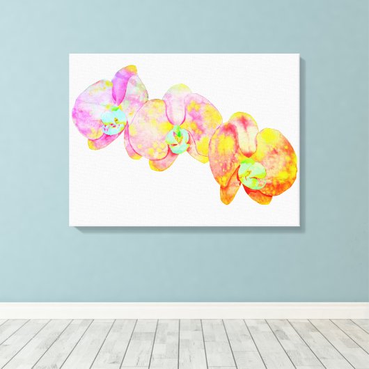 Karibische Orchideen, tropische Blume Leinwanddruck (Insitu (Holzboden))