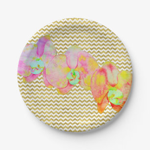 Karibische Orchideen, tropische Blume Pappteller