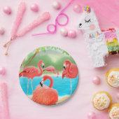 Karibische rosa Flamingo-Vogel-PapierTeller Pappteller (Party)