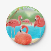 Karibische rosa Flamingo-Vogel-PapierTeller Pappteller (Vorderseite)