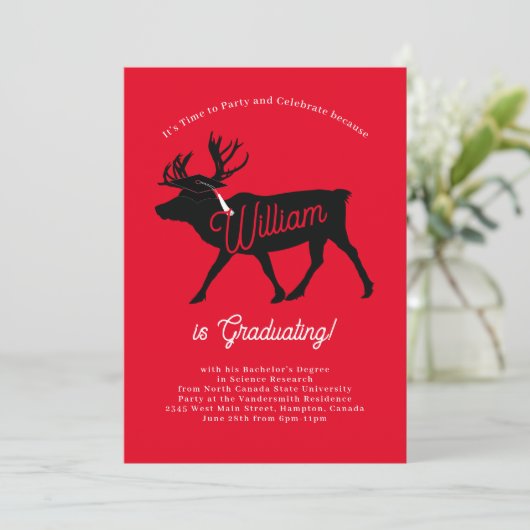 Karibische Silhouette Graduation Party Einladung (Stehend Vorderseite)