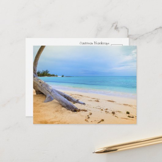 Karibische Strandszene Postkarte (Vorderseite/Rückseite Beispiel)