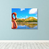 Karibischer Flamingo auf der St. Kitts Leinwand (Insitu (Holzboden))