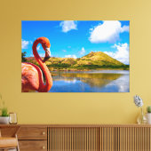 Karibischer Flamingo auf St. Kitts Triptych Leinwanddruck (Insitu (Wohnzimmer))