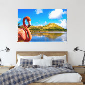 Karibischer Flamingo auf St. Kitts Triptych Leinwanddruck (Insitu (Schlafzimmer))