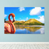 Karibischer Flamingo auf St. Kitts Triptych Leinwanddruck (Insitu (Holzboden))