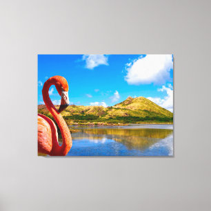 Karibischer Flamingo auf St. Kitts Triptych Leinwanddruck