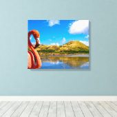 Karibischer Flamingo auf St. Kitts Triptych Leinwanddruck (Insitu (Holzboden))