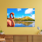 Karibischer Flamingo auf St. Kitts Triptych Leinwanddruck (Insitu (Wohnzimmer))