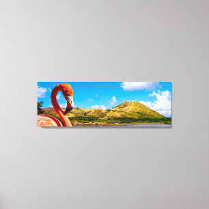 Karibischer Flamingo auf St. Kitts Triptych Leinwanddruck