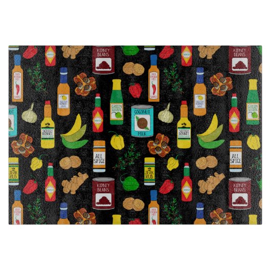 Karibischer Koch Jamaikanische Küche Gemustert Schneidebrett (Vorderseite)