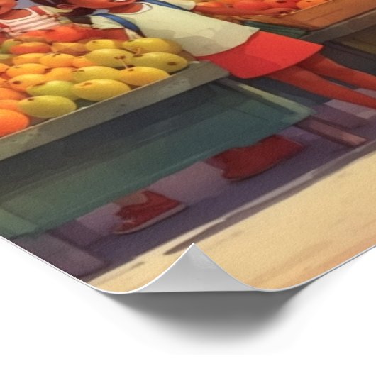 Karibischer Obstmarkt mit Kindern Poster (Ecke)