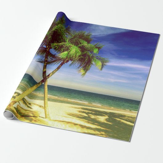 Karibischer Palme-tropischer Insel-Strand Geschenkpapier (Ungerollt)