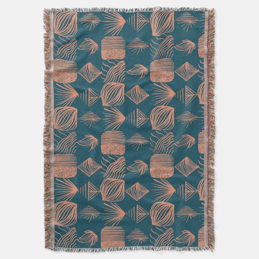 Karibischer Stammbaum: Aquamarin, Coral Throw Decke (Vorderseite Vertikal)