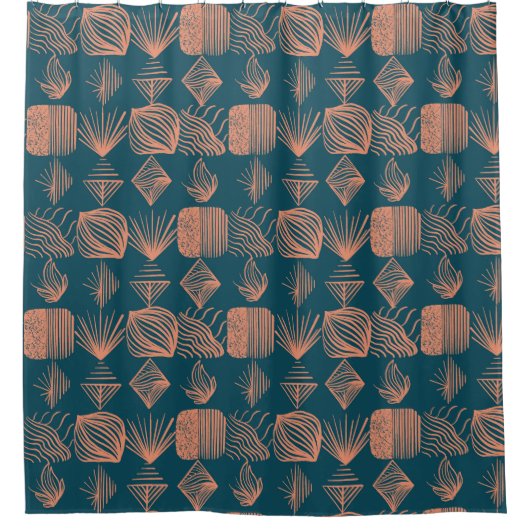 Karibischer Stammbaum: Aquamarin, Coral Throw Duschvorhang (Vorderseite)