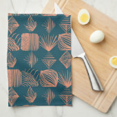 Karibischer Stammbaum: Aquamarin, Coral Throw Geschirrtuch (Viertel Falte)