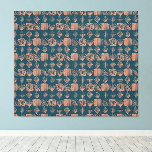 Karibischer Stammbaum: Aquamarin, Coral Throw Leinwanddruck (Insitu (Holzboden))