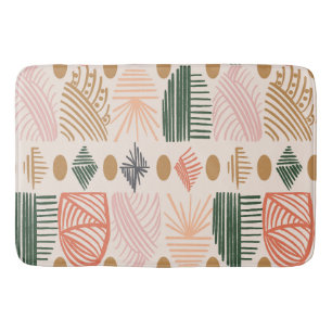Karibischer Stammbaum: Boho Dark Green, Pink Badematte