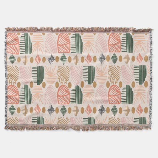 Karibischer Stammbaum: Boho Dark Green, Pink Decke (Vorderseite)