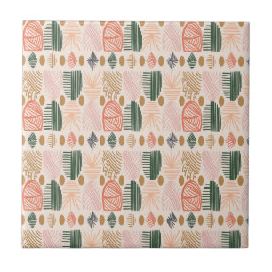Karibischer Stammbaum: Boho Dark Green, Pink Fliese