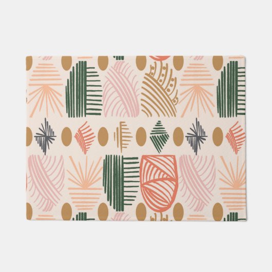 Karibischer Stammbaum: Boho Dark Green, Pink Fußmatte (Vorderseite)