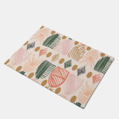 Karibischer Stammbaum: Boho Dark Green, Pink Fußmatte (Schrägansicht)