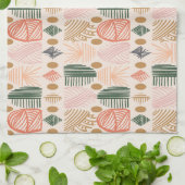 Karibischer Stammbaum: Boho Dark Green, Pink Geschirrtuch (Gefaltet)