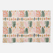 Karibischer Stammbaum: Boho Dark Green, Pink Geschirrtuch (Horizontal)