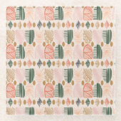 Karibischer Stammbaum: Boho Dark Green, Pink Glasuntersetzer (Vorderseite)