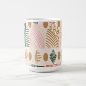 Karibischer Stammbaum: Boho Dark Green, Pink Kaffeetasse (Mittel)